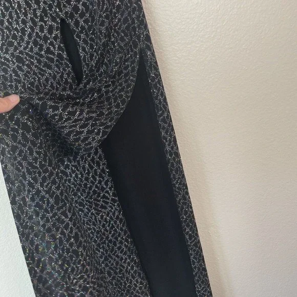 Vintage Geneva Sleeveless Glitter Top Stretch High Slit Mandarin Collar Small - Picture 7 of 16